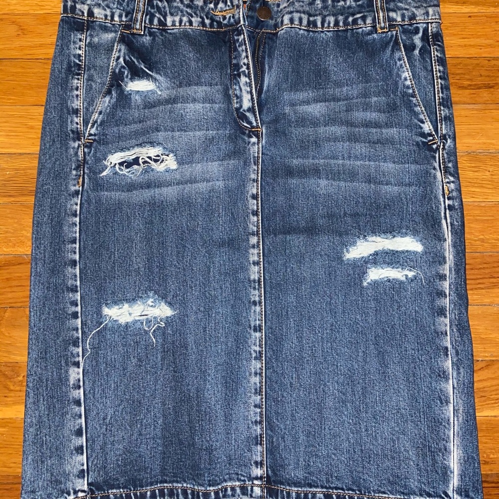 Ripped Jean Skirt